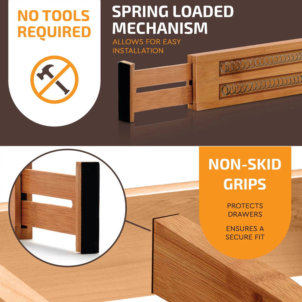 Expandable Bamboo Drawer Dividers, Set of 4, 17 to 22 inches W9298