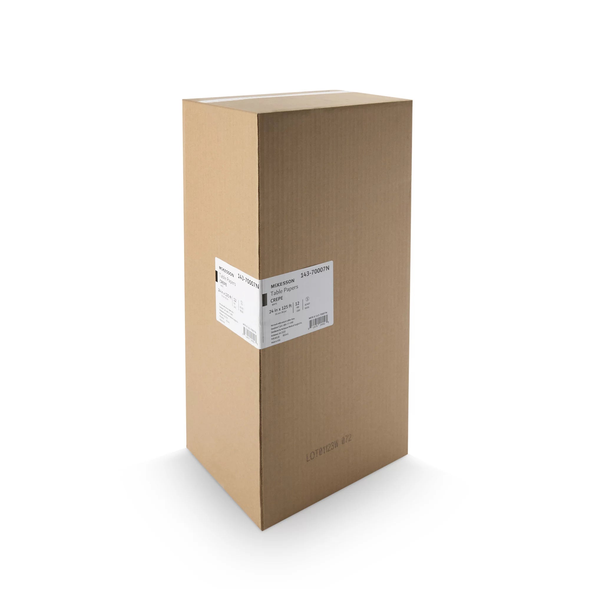 Table Paper White Crepe 24'' W x 125' L 12 Rolls P981346