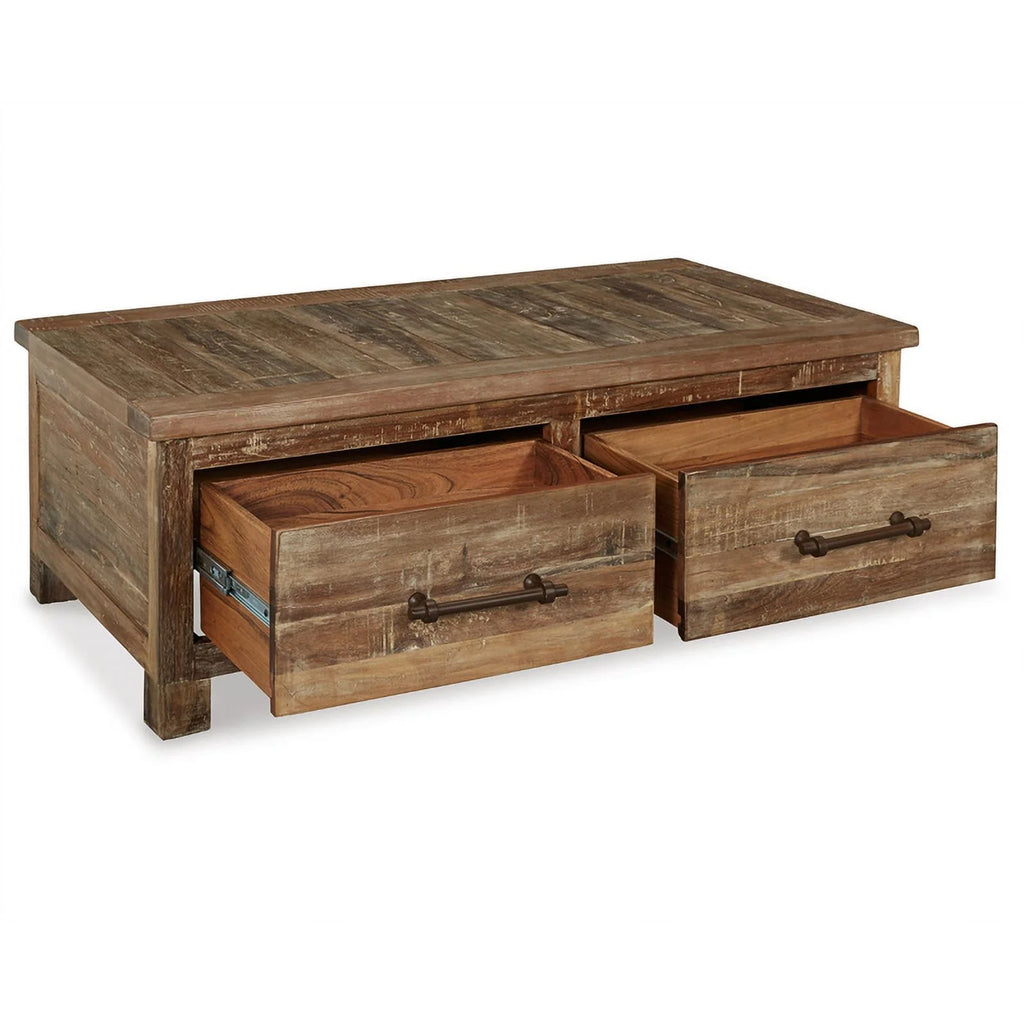 Wood Coffee Table with Storage in Dark Brown F2796