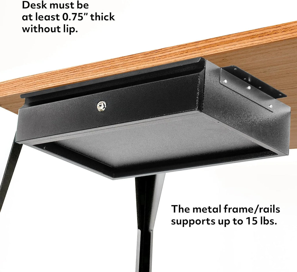 Under Desk Drawer with Lock and Keys, Heavy Duty Attachable Storage I72922