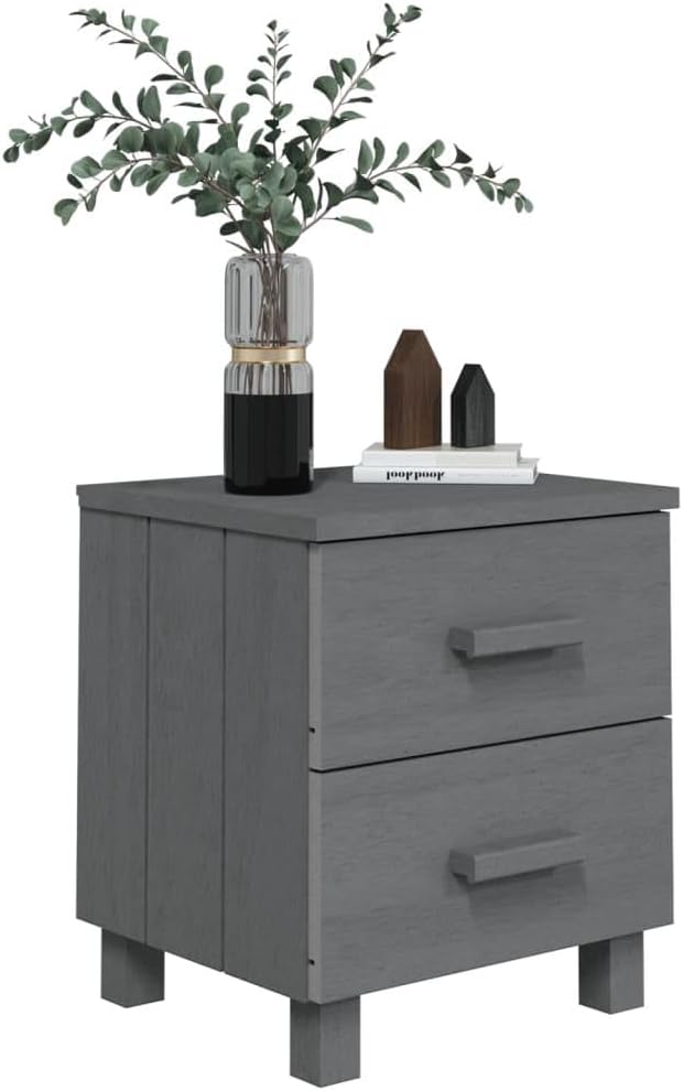 Solid Wood Bedside Cabinets - Dark Gray, 2-Piece Set N538915