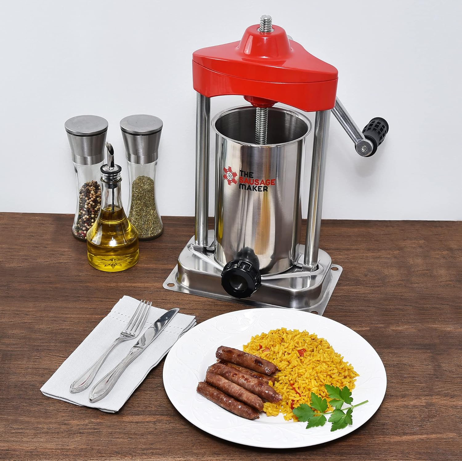 Heavy Duty Vertical Sausage Stuffer with Stuffing Tubes, 5 lb G487876