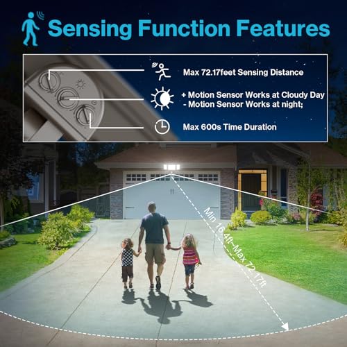 Motion Sensor Outdoor Light 2 Pack, LED Security Light 6000LM, 6500K, 3 Adjustable Heads, IP65 Waterproof A649
