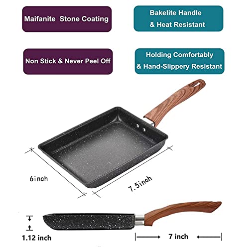 Nonstick Square Tamagoyaki Egg Pan, 6.3 x 7.8 Inch H762254