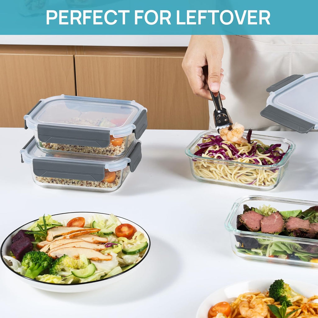 Glass Food Storage Containers with Airtight Lids, Meal Prep Bento Boxes U903999