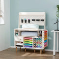 Organization and Storage Cabinet Compatible with Cricut Machines, Craft Cabinet Table Crafting Desk Organizer with Charging Station, Pegboard, Vinyl Roll Holders, Large Craft Room Furniture