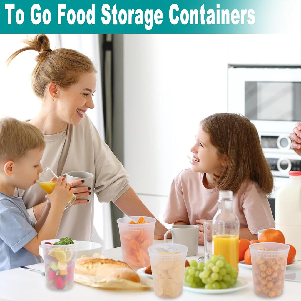 50 Pack 32oz Deli Containers with Airtight Lids, Leakproof Clear Food Storage S695