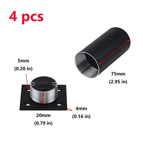 Adjustable Furniture Feet Legs, 3-Inch Height, Metal Round, Black, Set of 4 Y26098