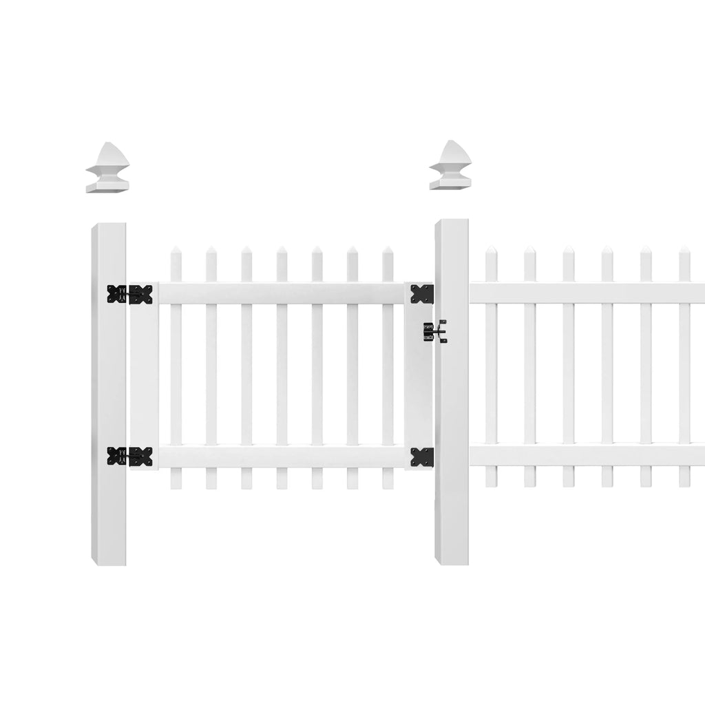 White Vinyl Picket Fence Gate T8679