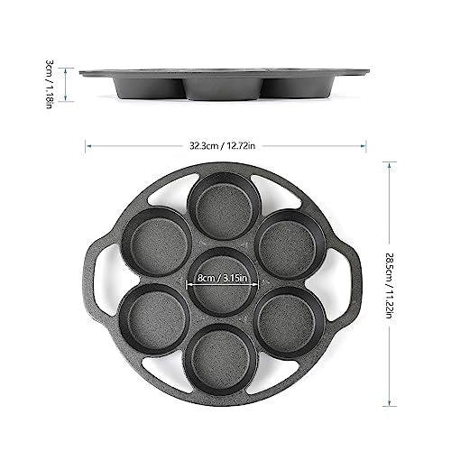 Cast Iron Fried Egg Pan with 7-Mold Design A6154