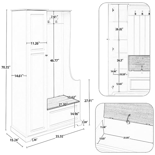 Hall Tree with Flip-Up Bench and Shoe Cabinet W20153