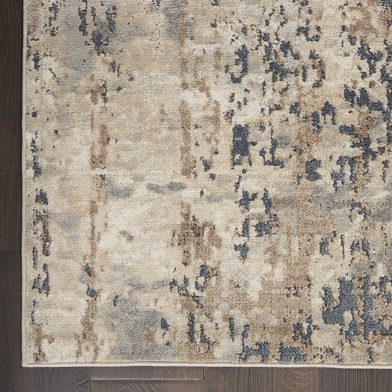 Abstract Distressed Beige/Grey Area Rug 10' x 14' O5213