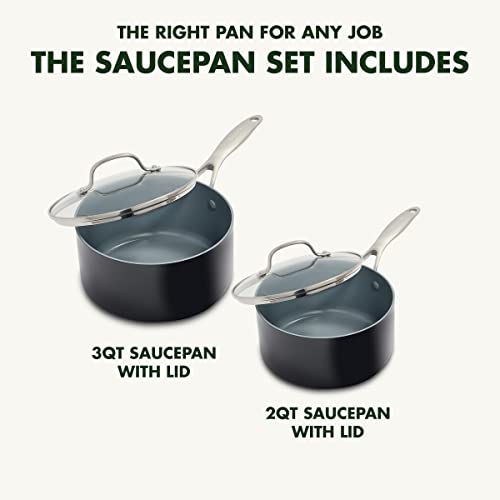 Hard Anodized Ceramic Nonstick Saucepan Pot Set with Lids, 2QT and 3QT G67748