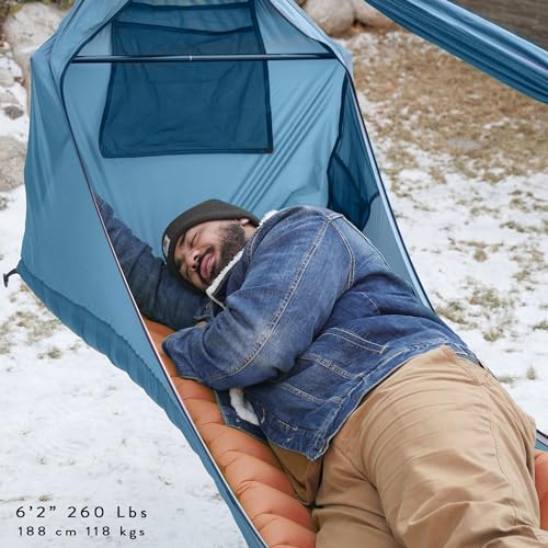 Lay Flat Hammock Tent with Mosquito Net, Insulated Pad and Rainfly D732