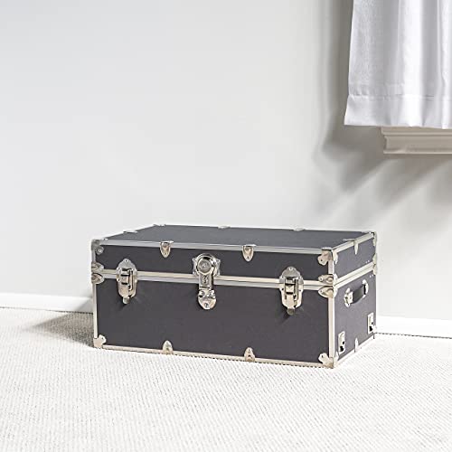 Large Armor College Trunk - Secure Dorm Storage Chest - Footlocker for Students - Strong Trunks with 1000+ Pounds Sitting Capacity 32"x18"x14" (Wine) X34545