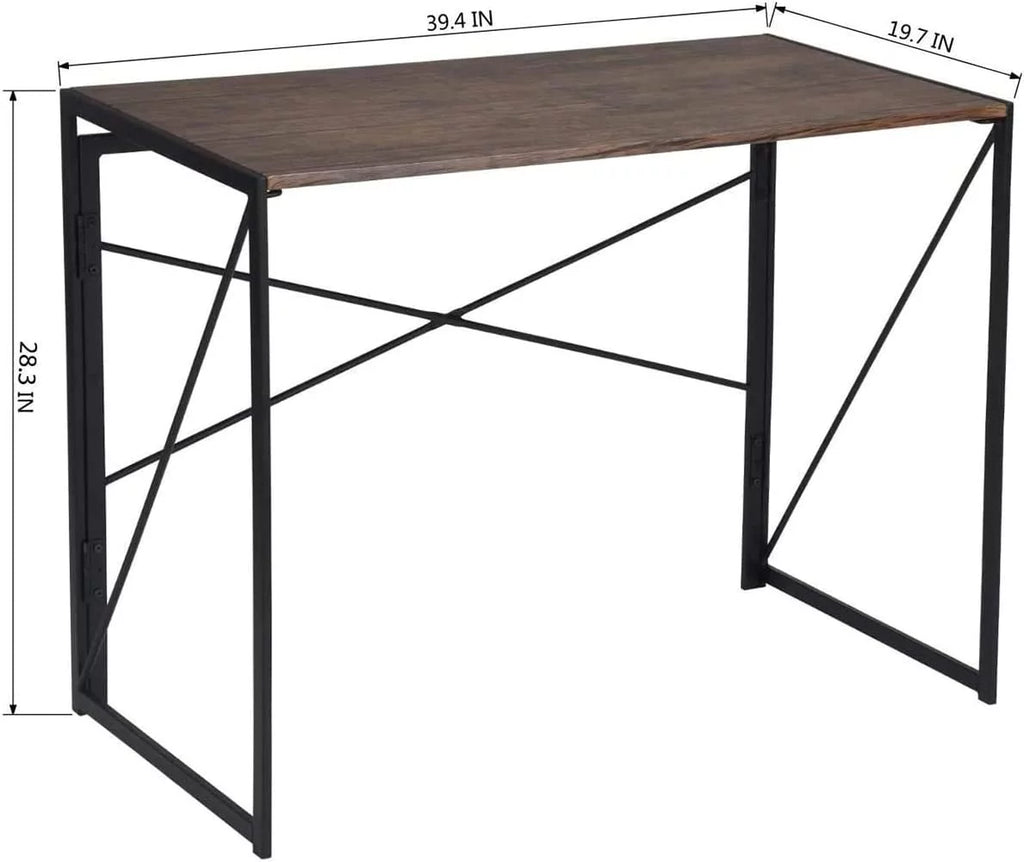 Folding Desk No Assembly Required 39.4 inch Writing Computer Desk Space Saving Foldable Table T174
