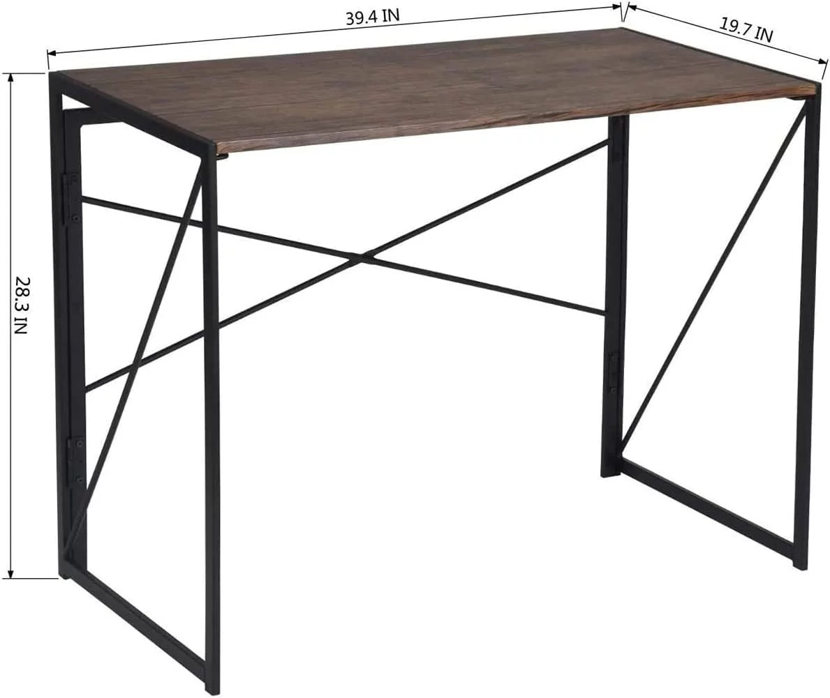 Folding Desk No Assembly Required 39.4 inch Writing Computer Desk Space Saving Foldable Table T174