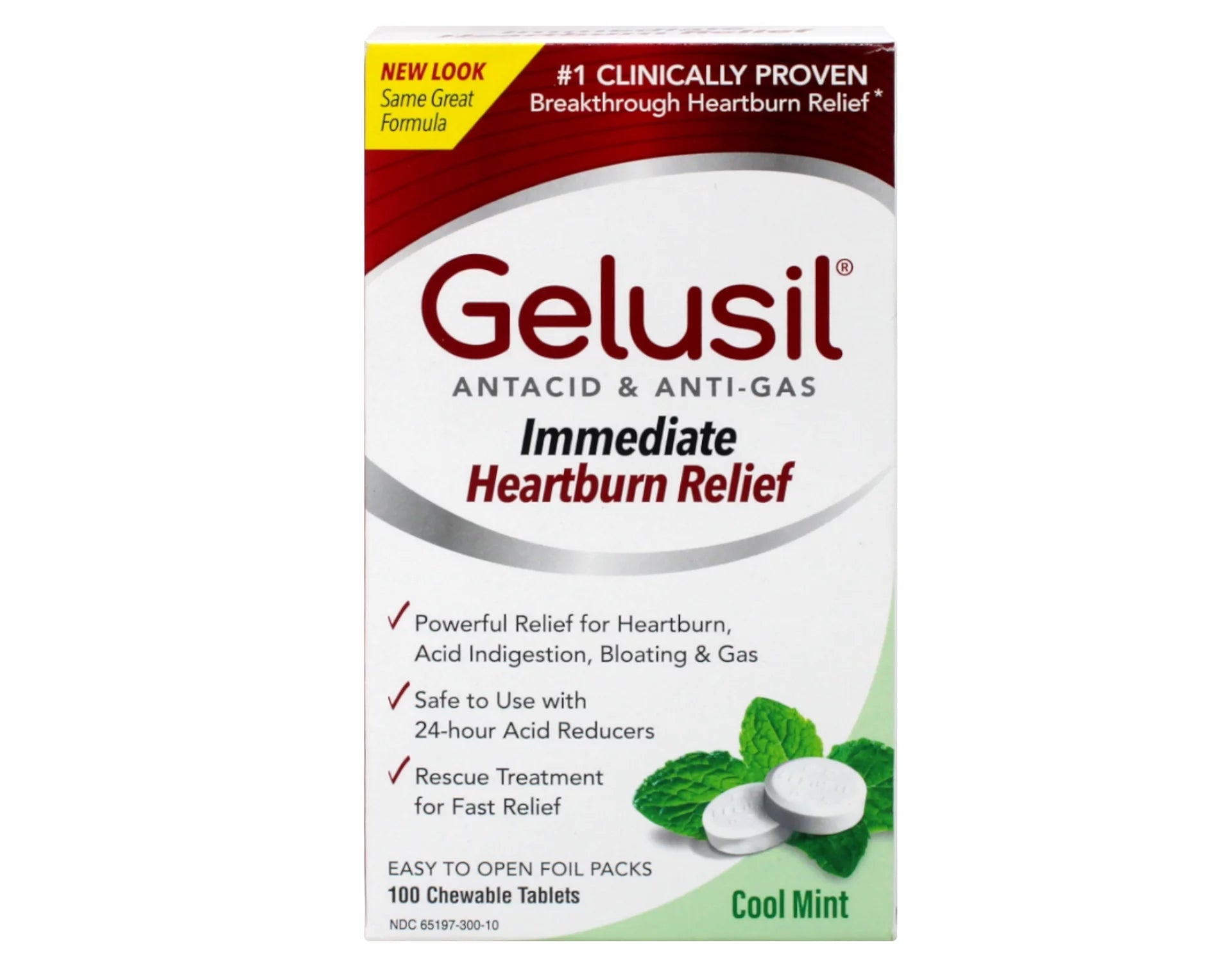 Antacid Anti-Gas Tablets Cool Mint, 100 Count N799667