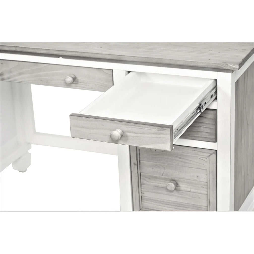 Wood Desk & Chair Set in Gray/White R814781