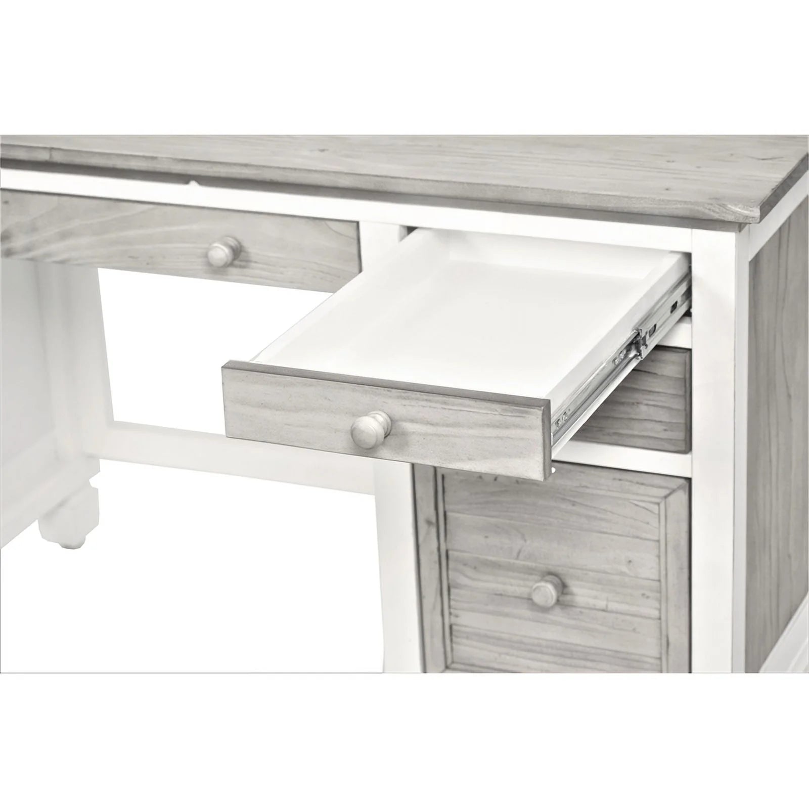 Wood Desk & Chair Set in Gray/White R814781
