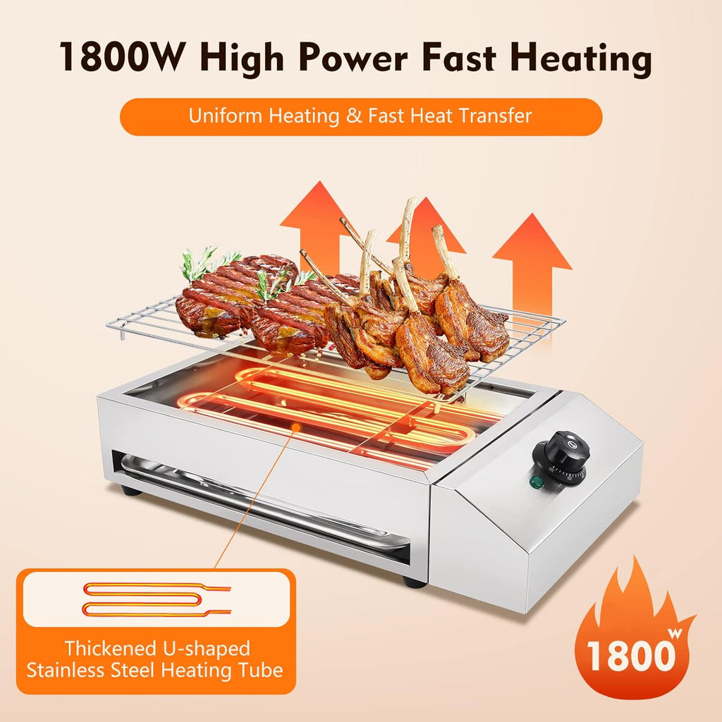 Electric Grill with Adjustable Temperature Control, Nonstick Surface U842083
