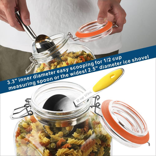 1 Gallon Square Glass Storage Jars with Airtight Lids, 2 Pack L70464