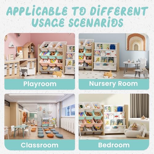 Toy Storage Organizer with 12 Bins and Bookshelf E4258
