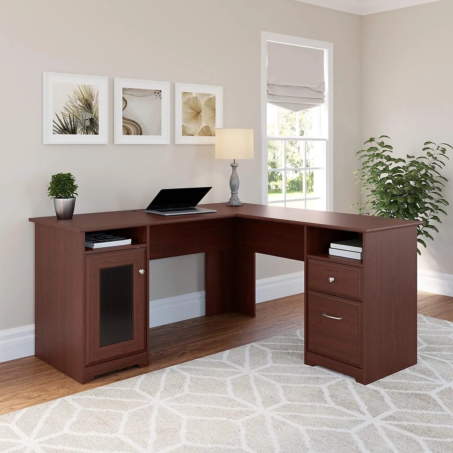 L Shaped Computer Desk with Drawers for Home Office Z486