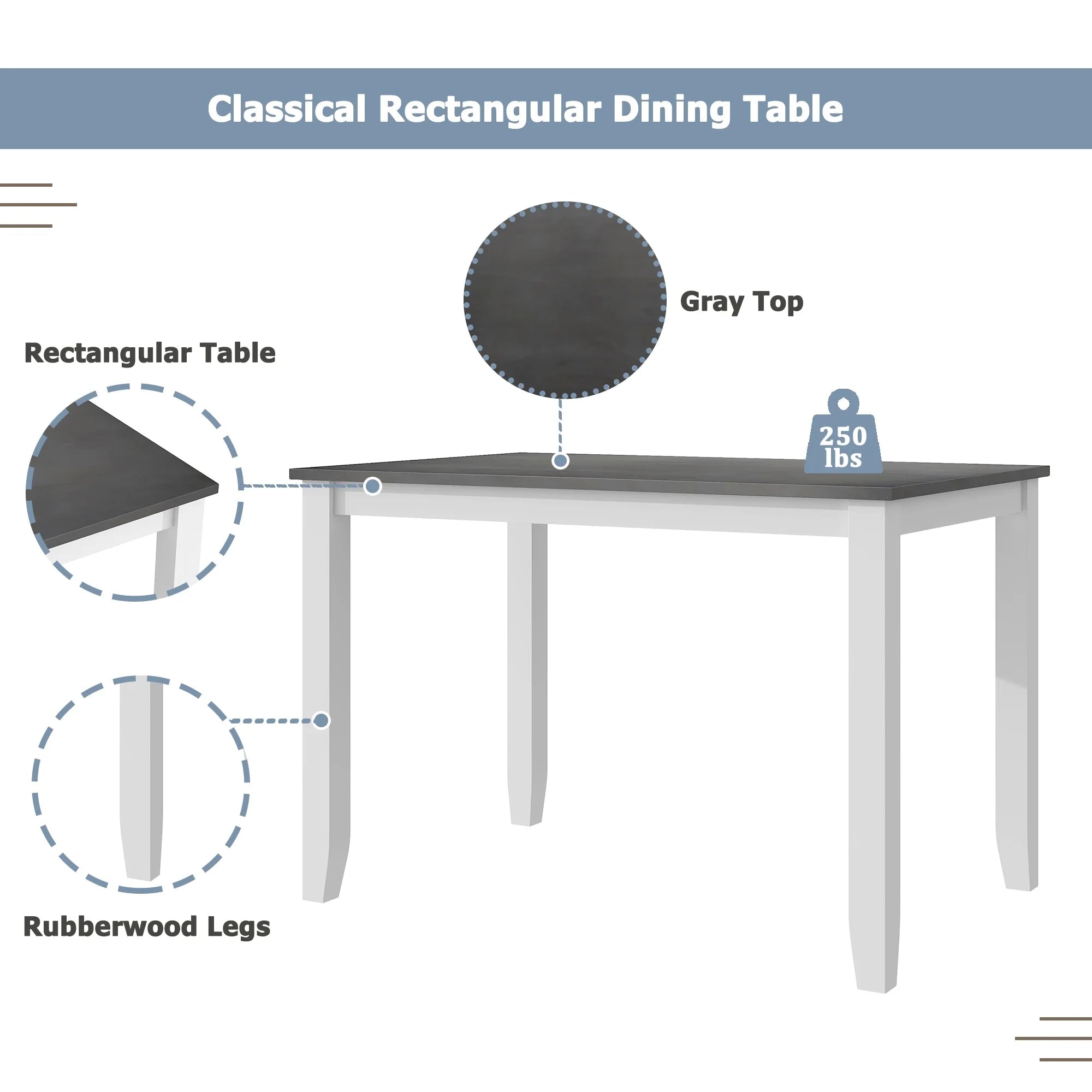 5-Piece Wood Dining Table Set with 4 Chairs C263940