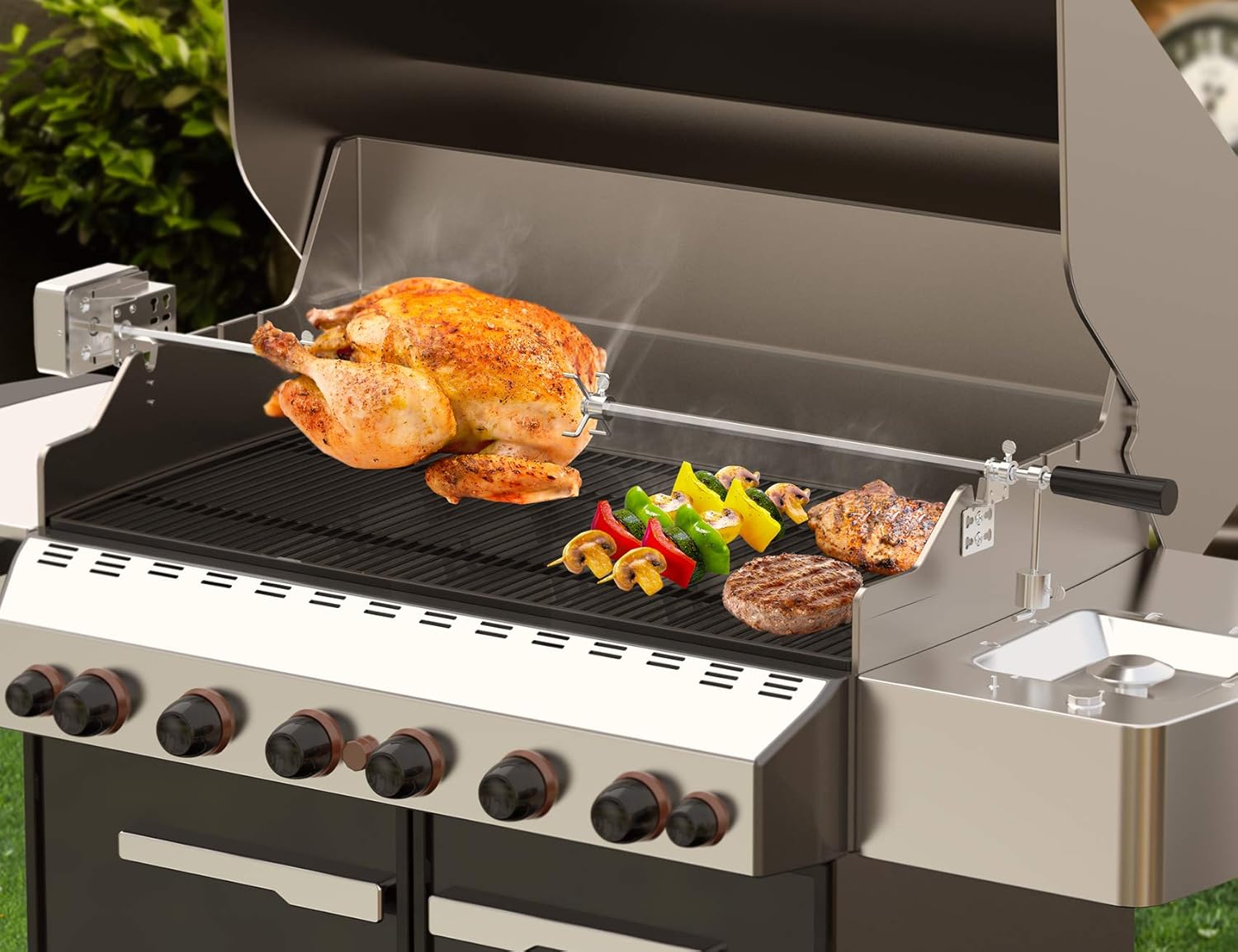 Universal BBQ Grill Rotisserie Kit with Electric Motor C852