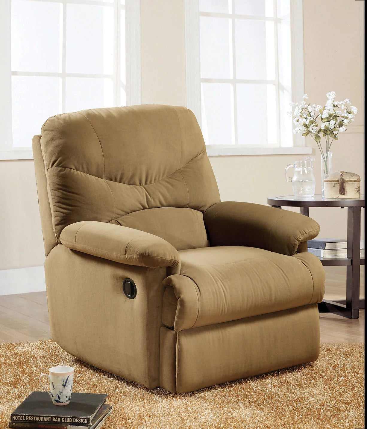 Recliner in Light Brown Microfiber Y52759