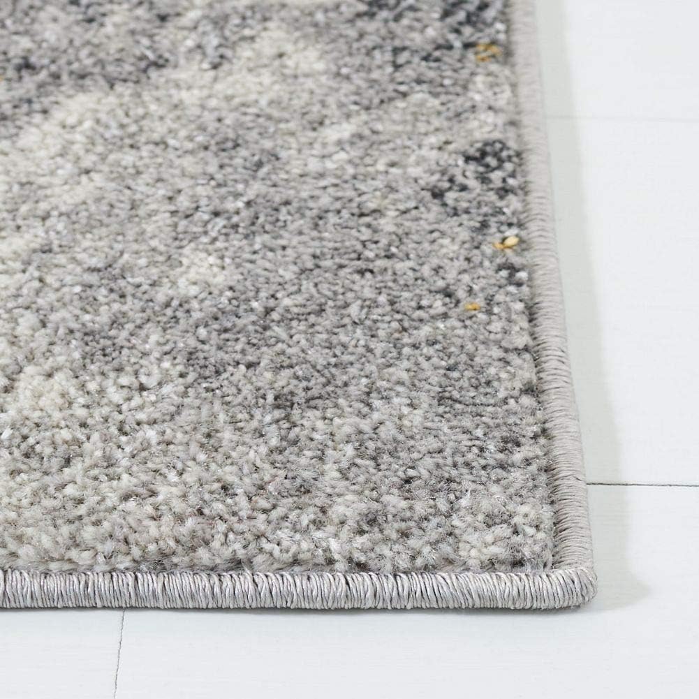 Modern Abstract Area Rug - 5'1" x 7'6", Grey & Yellow, Easy Care R590