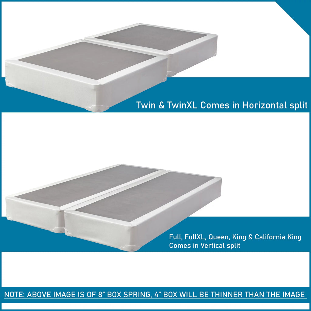 Twin Size Wood Box Spring for Mattress, White Z452640