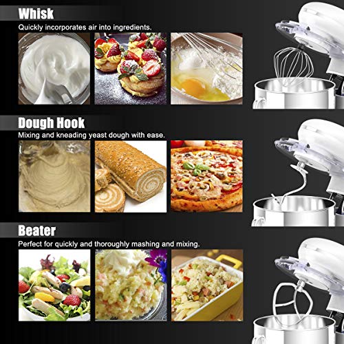Stand Mixer, 660W Electric Kitchen Mixer with 6-Speed Control, 6.3-Quart Stainless Steel Bowl I76860