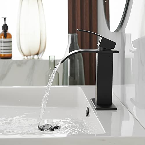 Modern Oil Rubbed Bronze Waterfall Bathroom Faucet with Pop Up Drain T38469