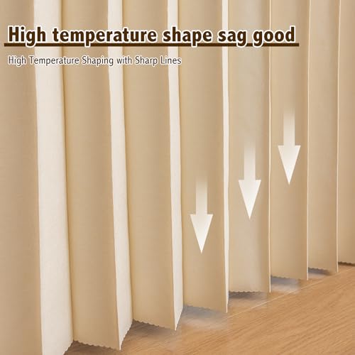 Magnetic Pleated Door Curtain with Rod, Brown, 42" W x 78" L D357694