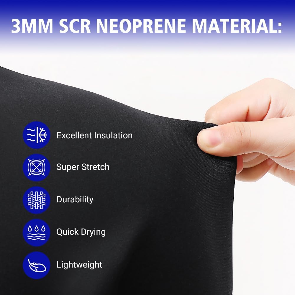 3mm Shorty Full Wetsuit for Men - Neoprene Dive Skin Front Back Zip A162180