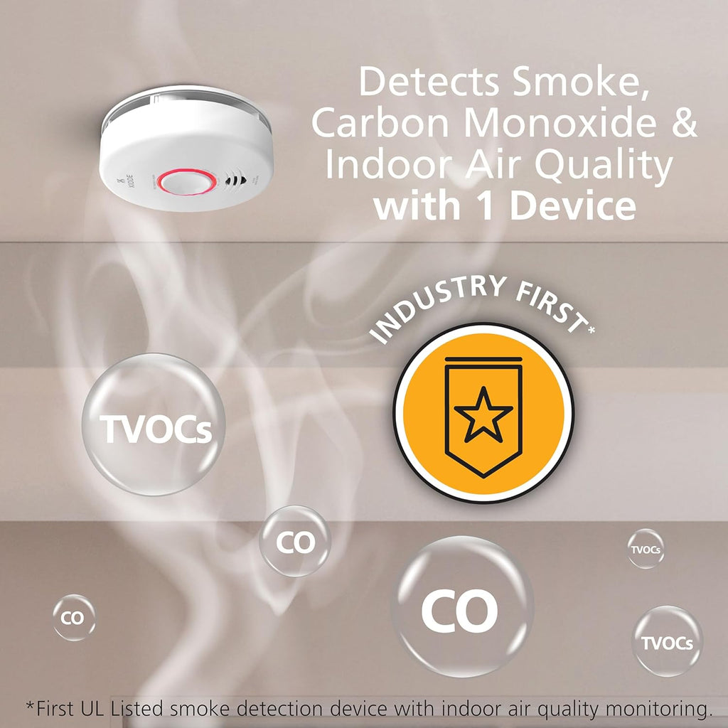 Smart Smoke & Carbon Monoxide Detector with Indoor Air Quality Monitor, WiFi, Hardwired K28907
