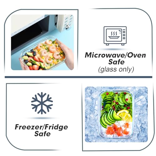 Glass Food Storage Containers with Lids, Airtight Meal Prep S710548