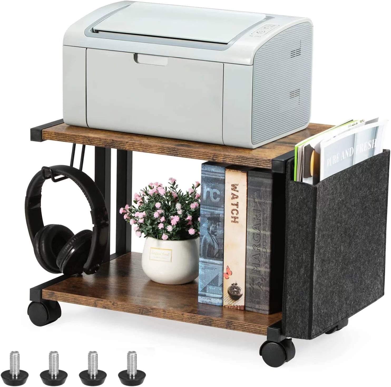 Mobile Printer Stand with Storage Under Desk U80104