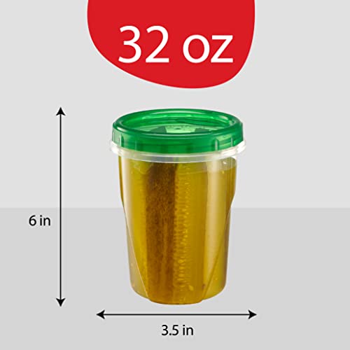 6 Pack Twist Cap Food Storage Containers with Green Screw on Lid, 16 oz, Freezer and Microwave Safe W967560
