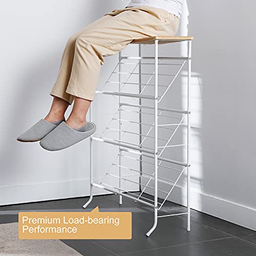 Narrow 4 Tier Metal Shoe Rack for Entryway, Hallway, Bedroom E667