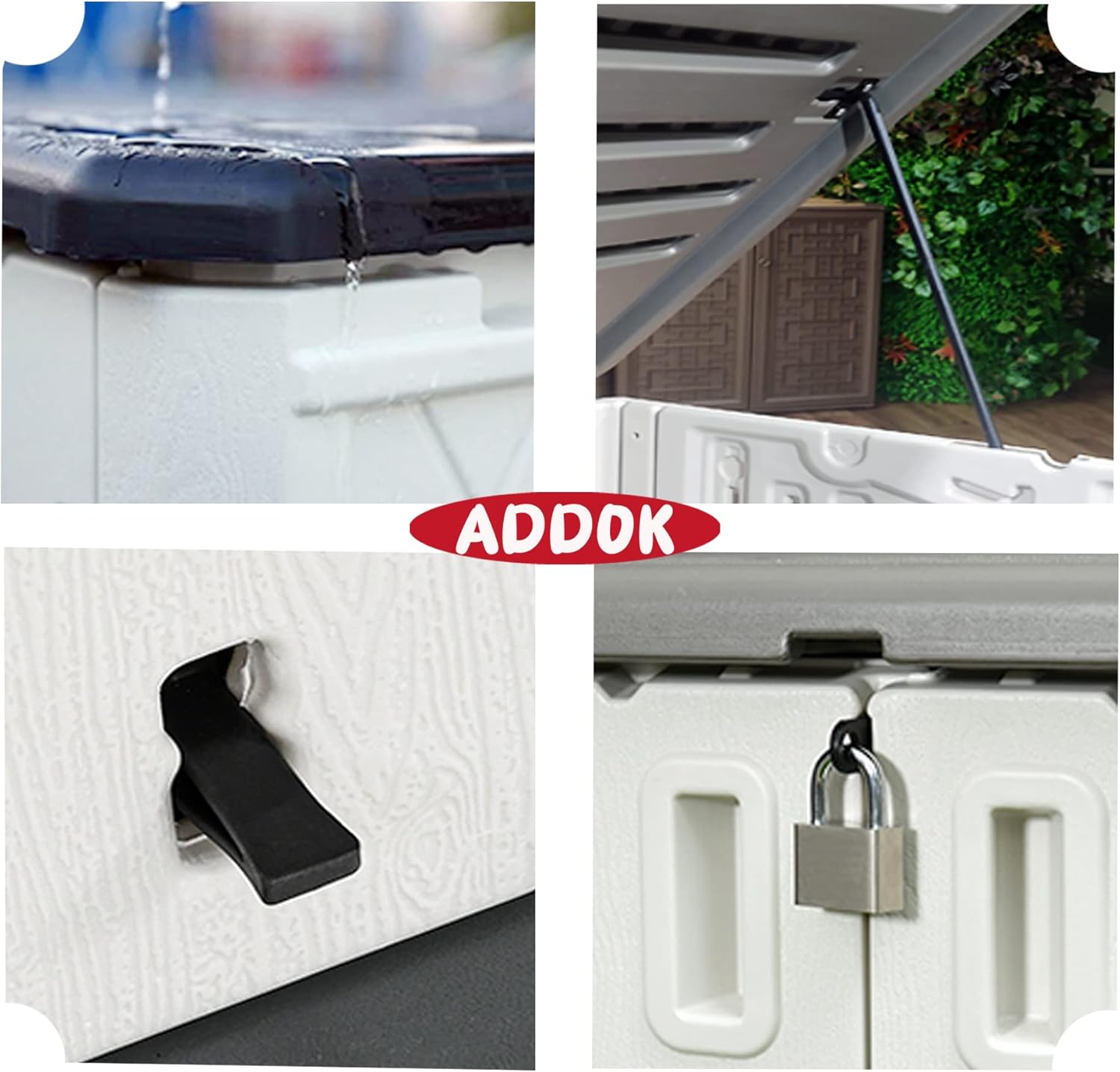 Outdoor Horizontal Storage Cabinet, Waterproof Lockable Resin Shed for Patio Garden S9298