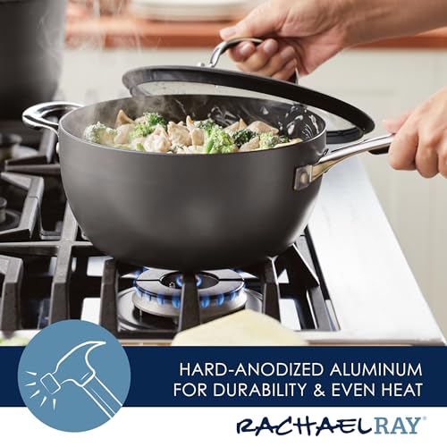 Hard Anodized Nonstick Saucier Pan with Lid, 4.5 Quart E831259