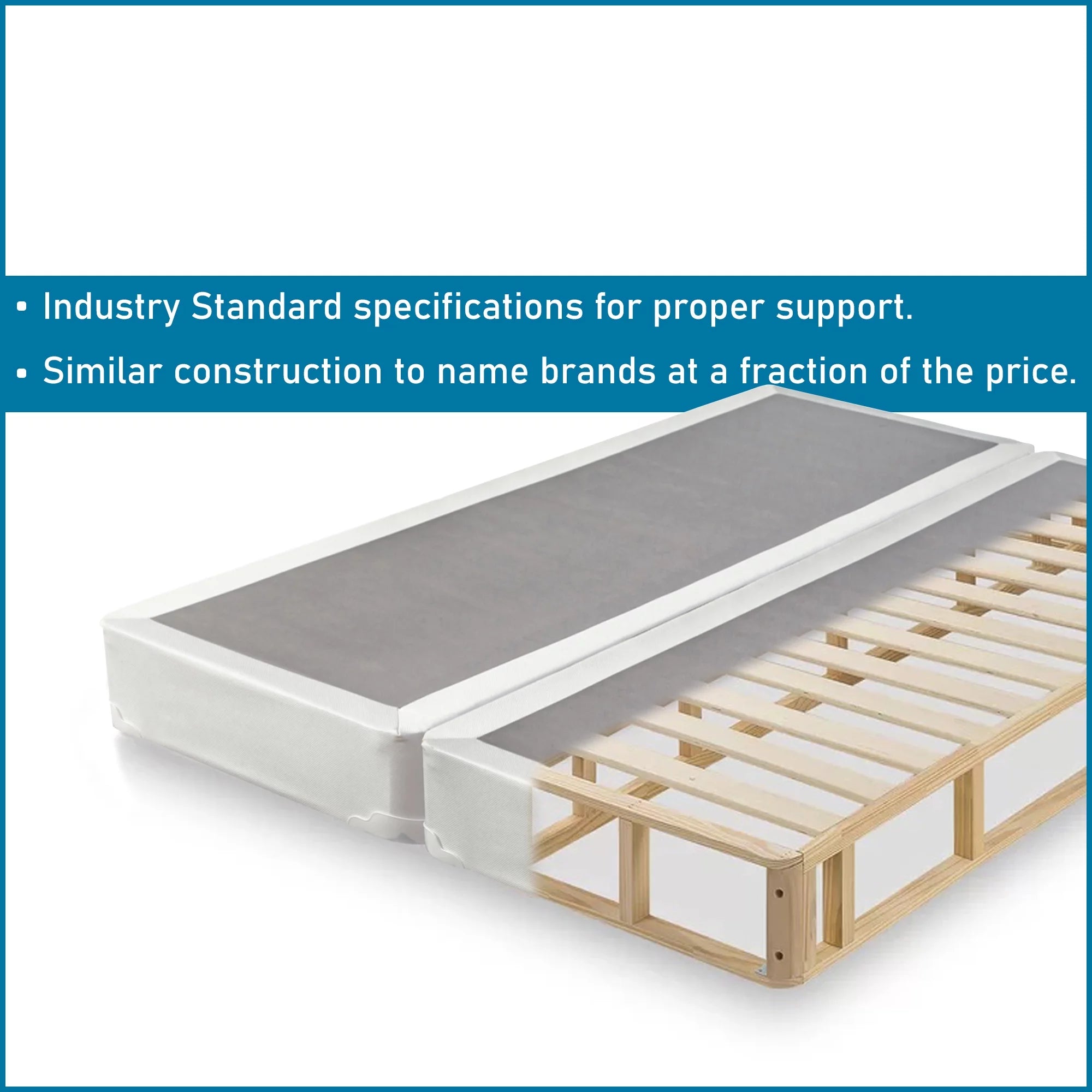 Twin Size Wood Box Spring for Mattress, White Z452640
