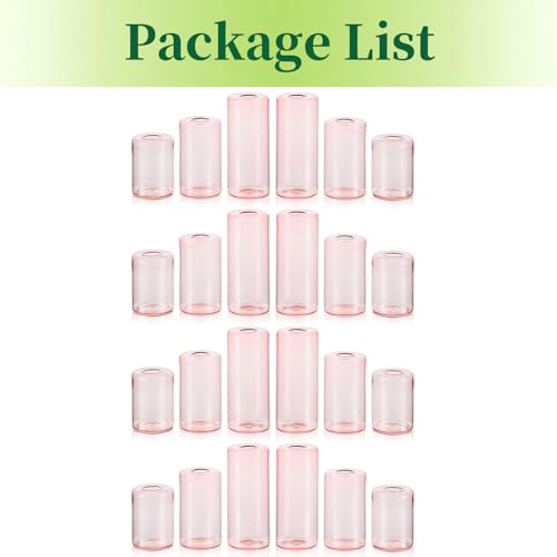 Small Glass Bud Vases for Centerpieces, 12pcs Pink Blown Single Flower Vases, Modern Mini Cylinder Vase Set L676965
