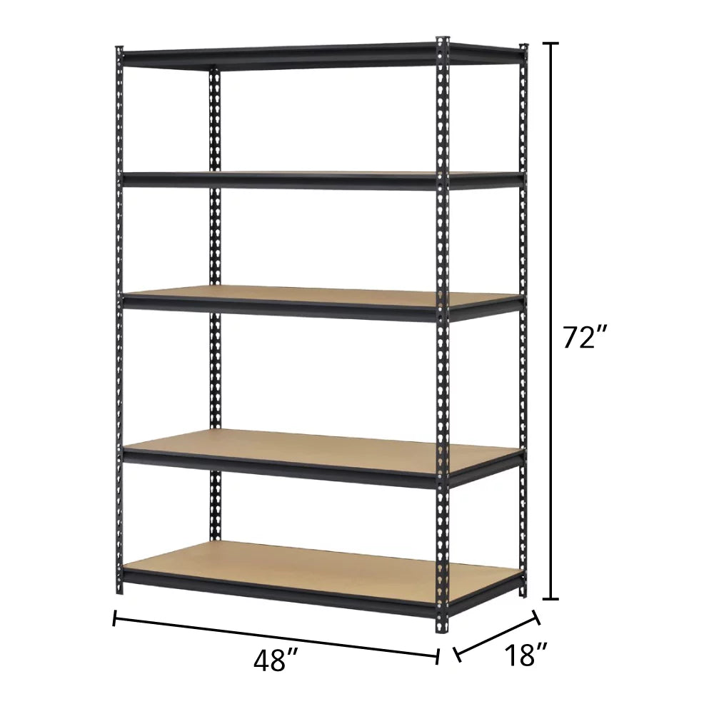 5-Tier Steel Shelving, 48"W x 18"D x 72"H, Black A1113