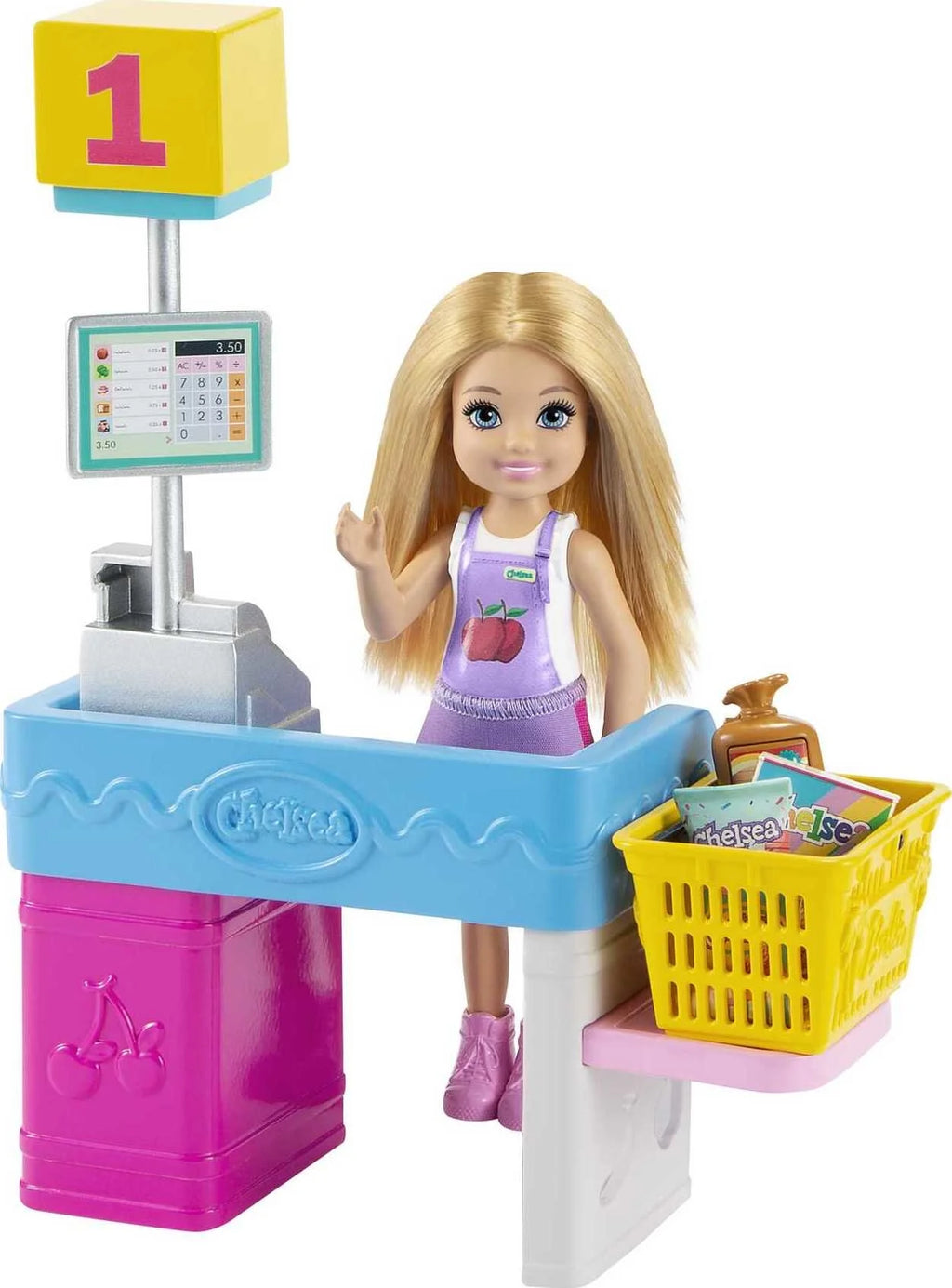 Chelsea Snack Stand Playset with Blonde Doll & 15 Grocery Accessories V727