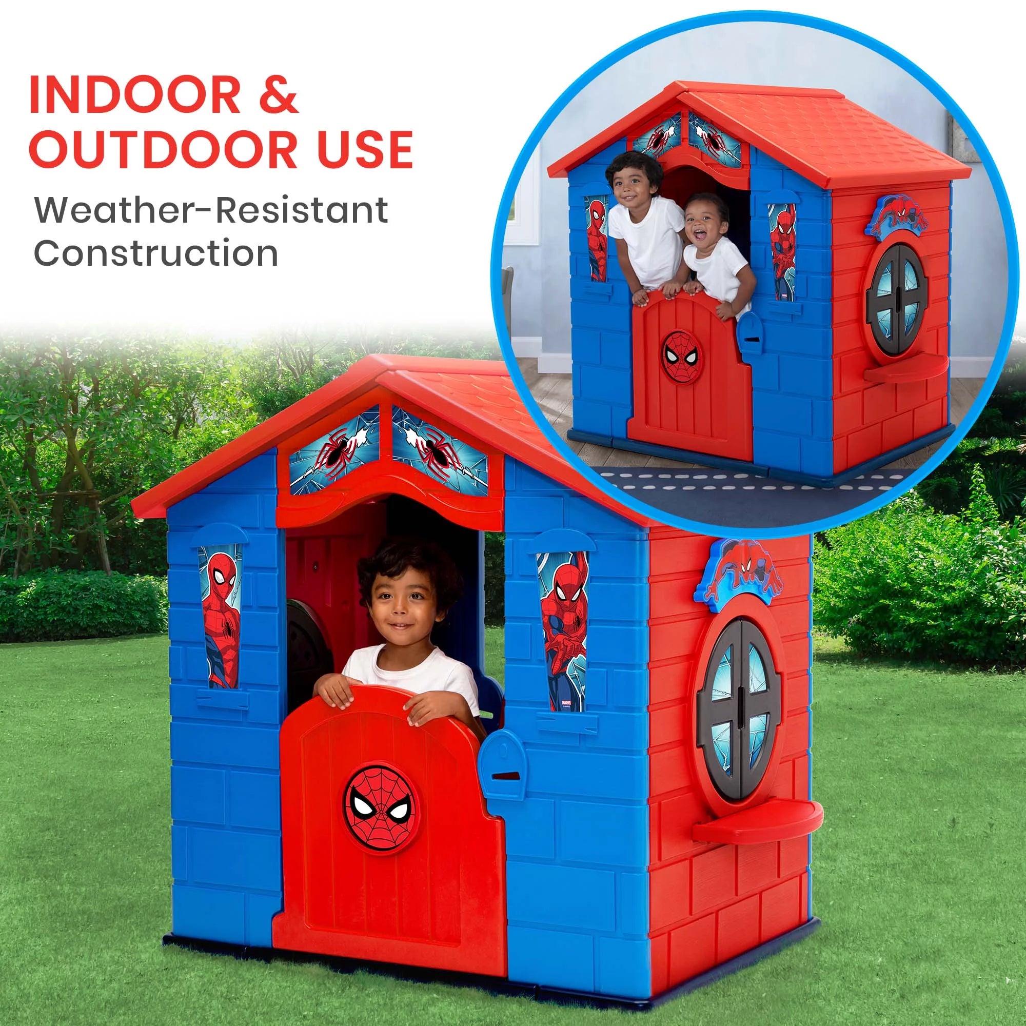Spider-Man Plastic Indoor/Outdoor Playhouse with Easy Assembly, Blue/Red C5668