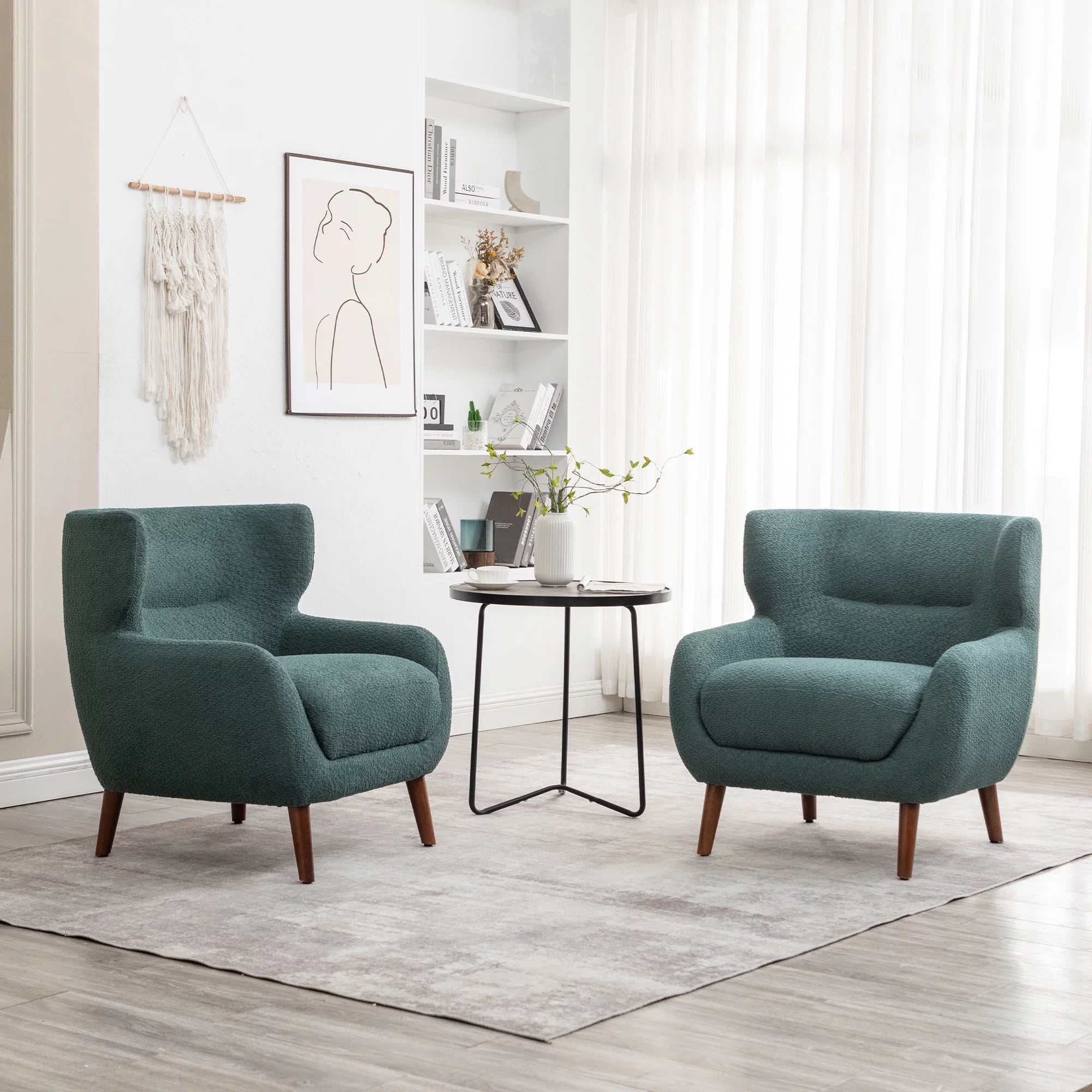 Tufted Wingback Accent Chair, Green G75060